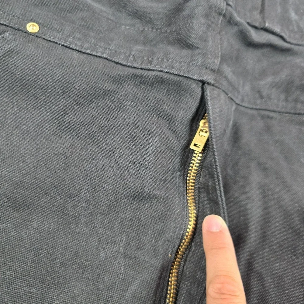 Carhartt R01 Bib Overalls Mens 36x30 Black Duck Canvas Relaxed Work Zip Leg